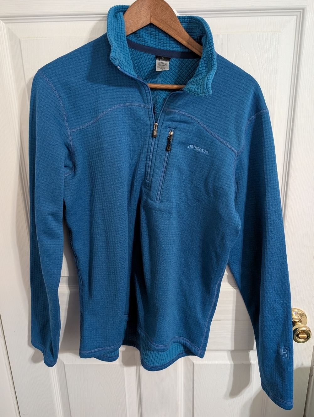 Patagonia R1 Pullover Fleece Blue Quarter Zip Y2K Vintage Outdoors Size Medium
